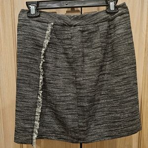 LOFT Black and White A-Line Ruffled Skirt